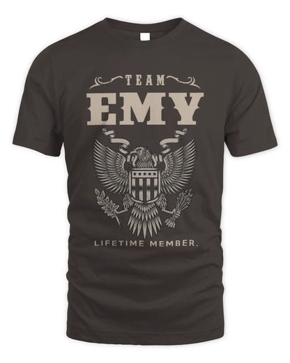 EMY TP06-K82 – Personalized Classic Style Apparel “Team NAME Lifetime Member” - Unisex Standard T-Shirt - Dark Chocolate