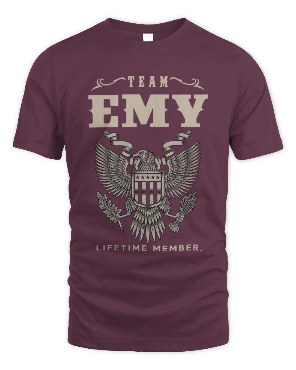EMY TP06-K82 – Personalized Classic Style Apparel “Team NAME Lifetime Member” - Unisex Standard T-Shirt - Maroon
