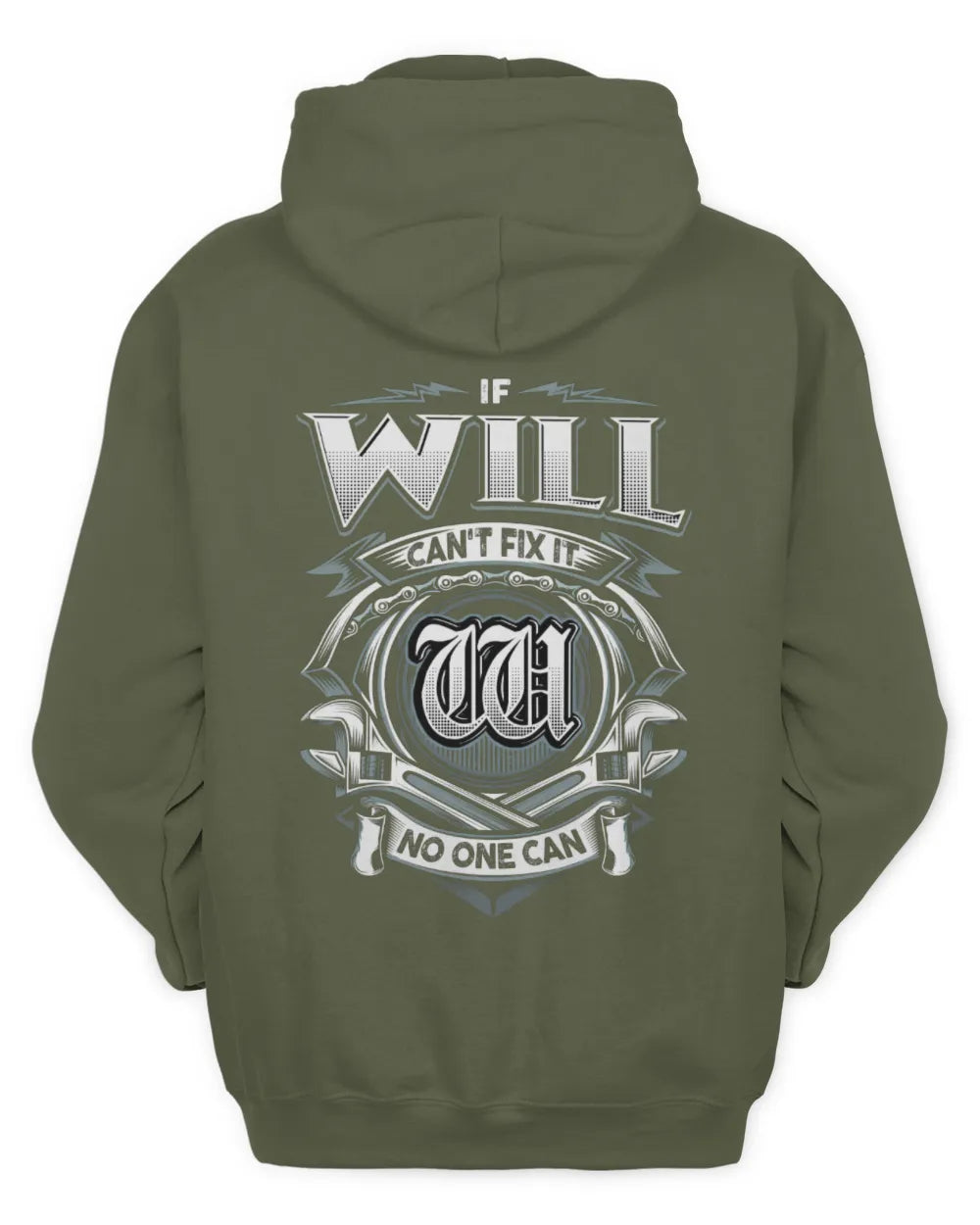 WILL AP81-K4-626 - Personalized Ahmed Quote Apparel “If Ahmed Can't Fix It, No One Can” - Unisex Hoodie - Military Green