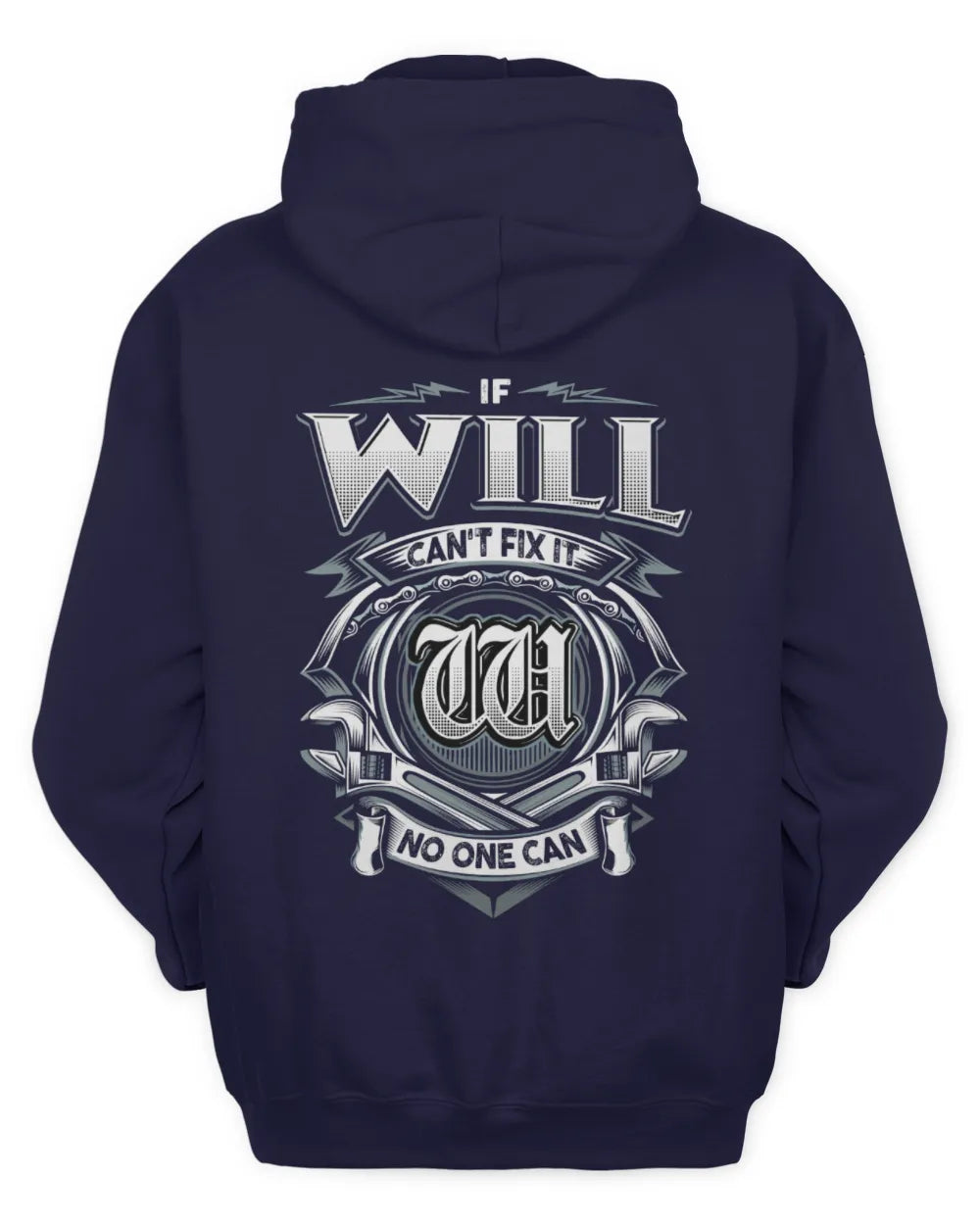 WILL AP81-K4-626 - Personalized Ahmed Quote Apparel “If Ahmed Can't Fix It, No One Can” - Unisex Hoodie - Navy