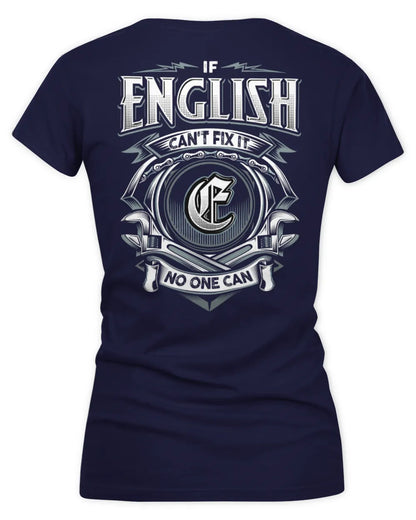 ENGLISH AP81-K4-626 - Personalized Ahmed Quote Apparel “If Ahmed Can't Fix It, No One Can” - Women's V-Neck T-Shirt - Navy