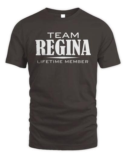 REGINA BL62-K4-128 - Personalized “Team NAME Lifetime Member” - Unisex Standard T-Shirt - Dark Chocolate