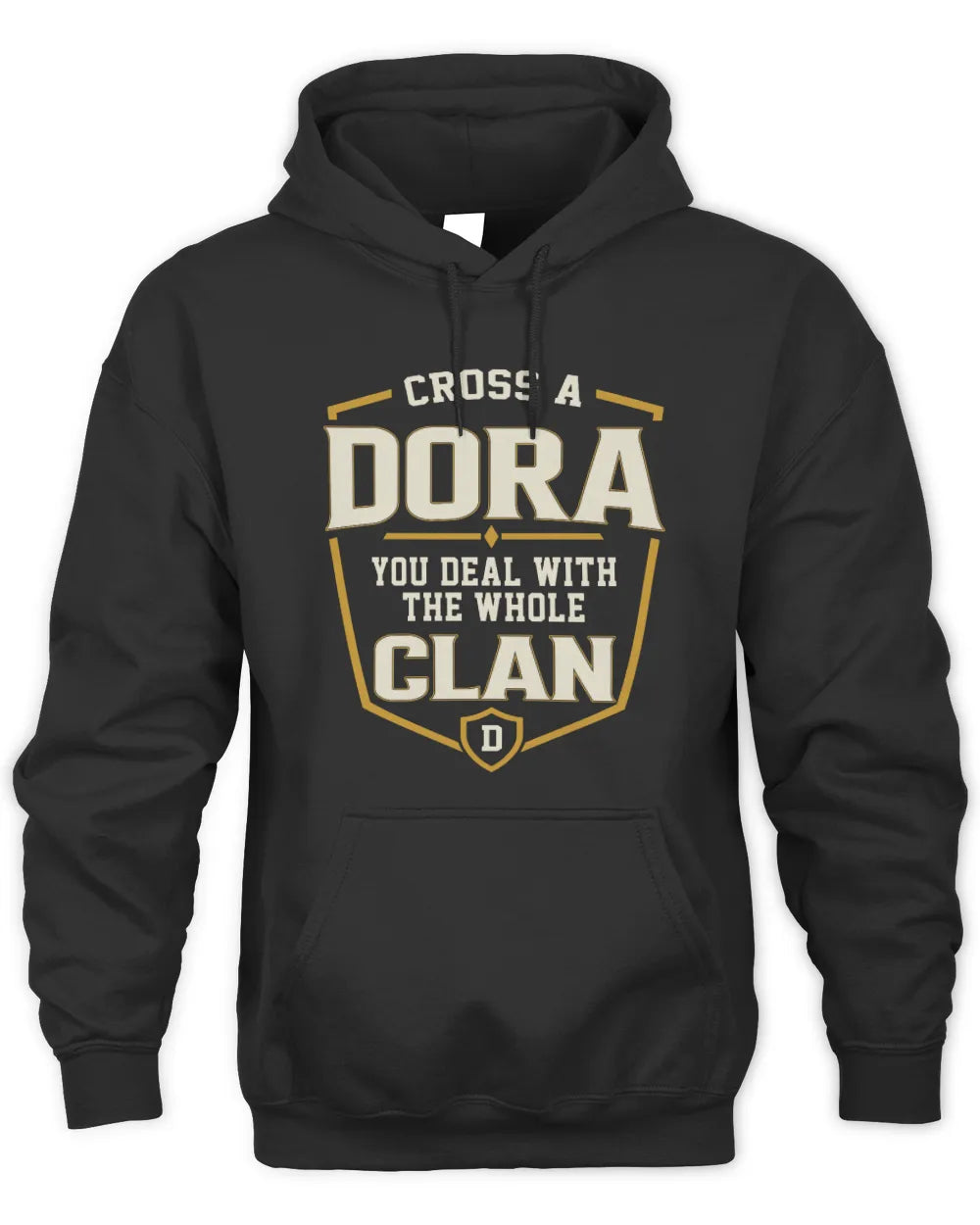 DORA NT1-K008 Cross A/An NAME, You Deal With the Whole Clan | Personalized Vintage T-Shirt - Unisex Hoodie - Black