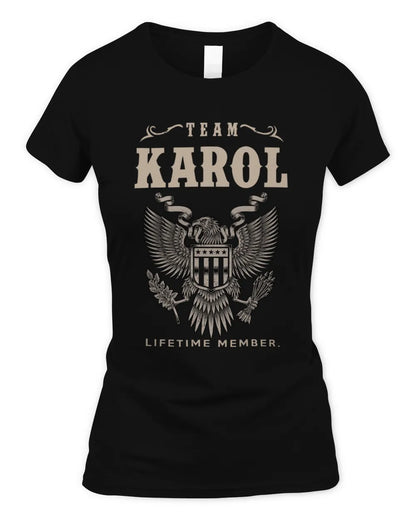 KAROL TP06-K82 – Personalized Classic Style Apparel “Team NAME Lifetime Member” - Women's Standard T-Shirt - Black