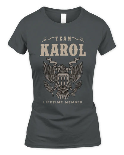 KAROL TP06-K82 – Personalized Classic Style Apparel “Team NAME Lifetime Member” - Women's Standard T-Shirt - Charcoal
