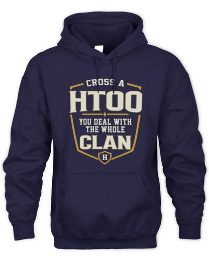 HTOO NT1-K008 Cross A/An NAME, You Deal With the Whole Clan | Personalized Vintage T-Shirt - Unisex Hoodie - Navy