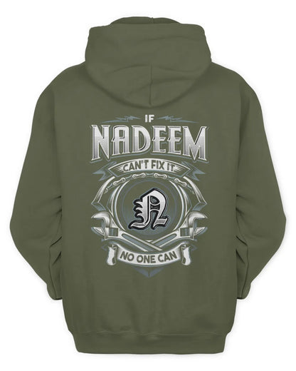 NADEEM AP81-K4-626 - Personalized Ahmed Quote Apparel “If Ahmed Can't Fix It, No One Can” - Unisex Hoodie - Military Green
