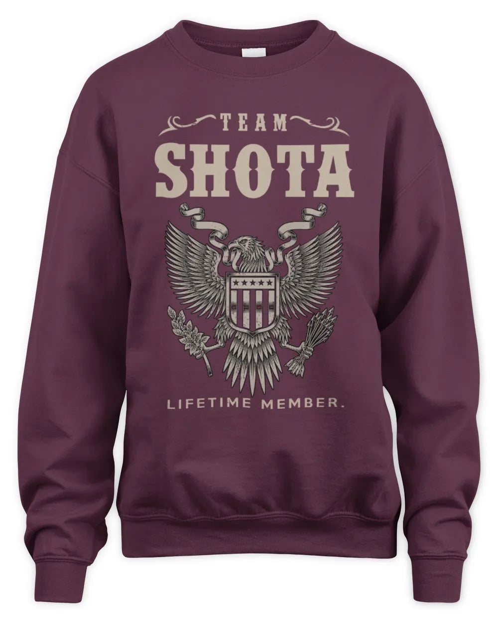 SHOTA TP06-K82 – Personalized Classic Style Apparel “Team NAME Lifetime Member” - Unisex Sweatshirt - Maroon