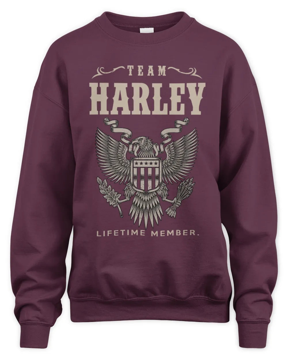 HARLEY TP06-K82 – Personalized Classic Style Apparel “Team NAME Lifetime Member” - Unisex Sweatshirt - Maroon
