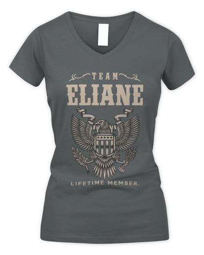 ELIANE TP06-K82 – Personalized Classic Style Apparel “Team NAME Lifetime Member” - Women's V-Neck T-Shirt - Charcoal