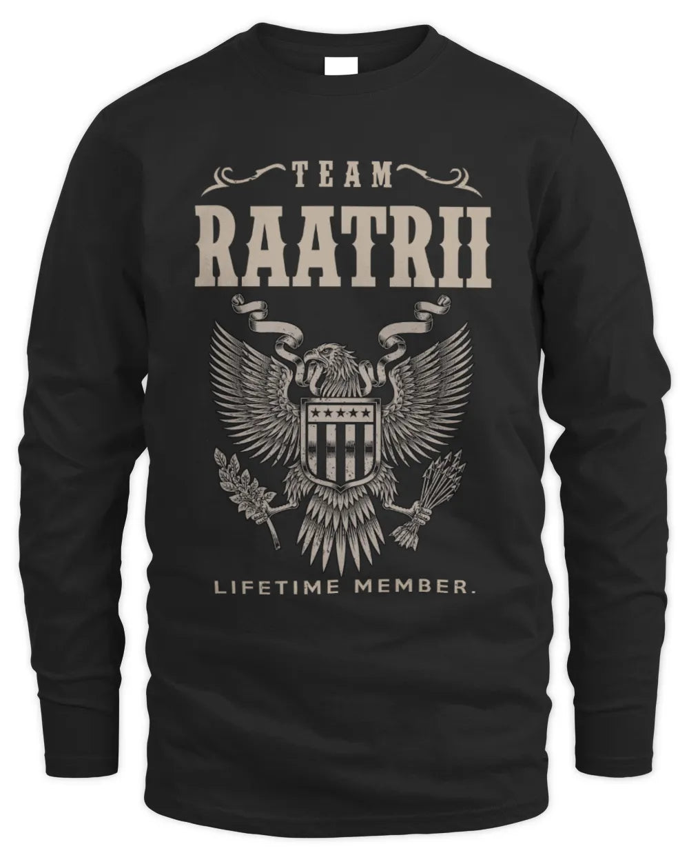 RAATRII TP06-K82 – Personalized Classic Style Apparel “Team NAME Lifetime Member” - Men's Long Sleeved T-Shirt - Black