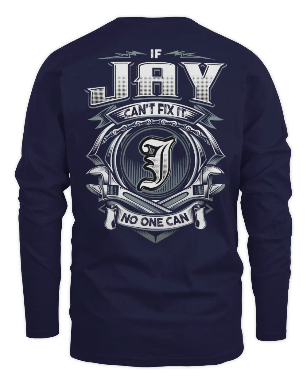 JAY AP81-K4-626 - Personalized Ahmed Quote Apparel “If Ahmed Can't Fix It, No One Can” - Men's Long Sleeved T-Shirt - Navy