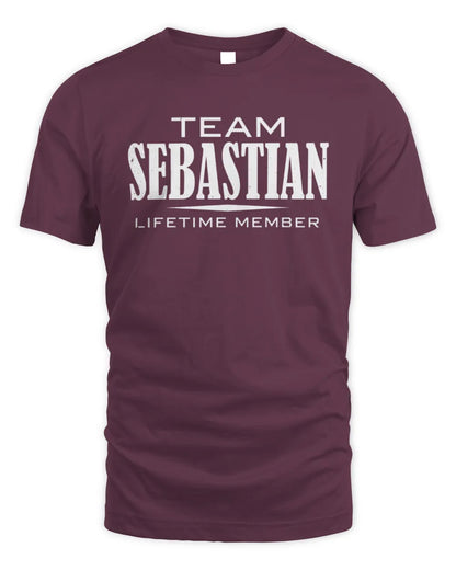 SEBASTIAN BL62-K4-128 - Personalized “Team NAME Lifetime Member” - Unisex Standard T-Shirt - Maroon