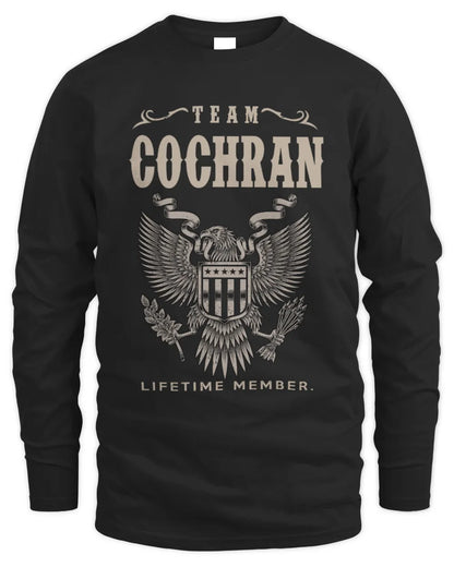 COCHRAN TP06-K82 – Personalized Classic Style Apparel “Team NAME Lifetime Member” - Men's Long Sleeved T-Shirt - Black