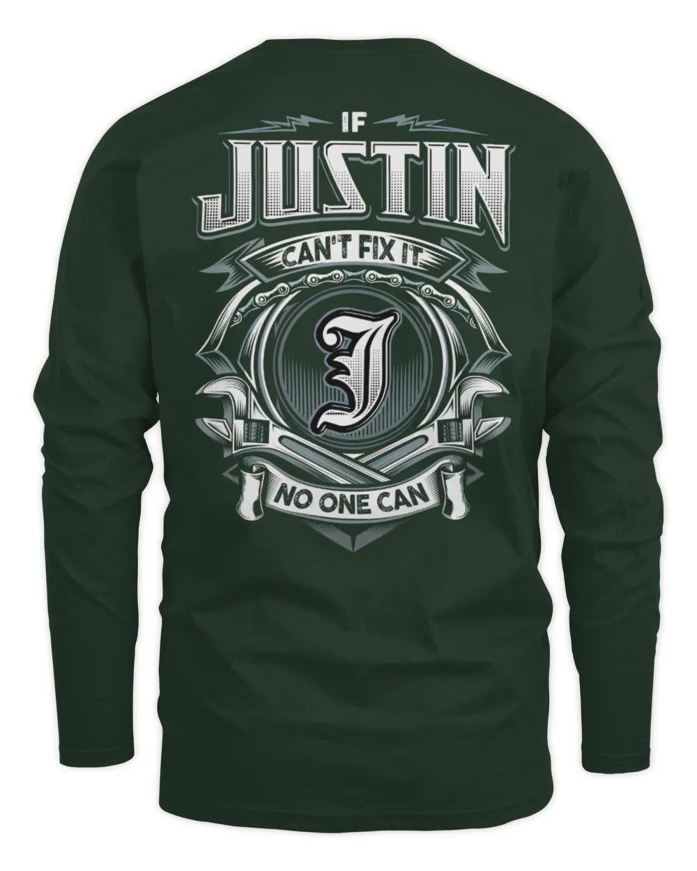 JUSTIN AP81-K4-626 - Personalized Ahmed Quote Apparel “If Ahmed Can't Fix It, No One Can” - Men's Long Sleeved T-Shirt - Forest Green