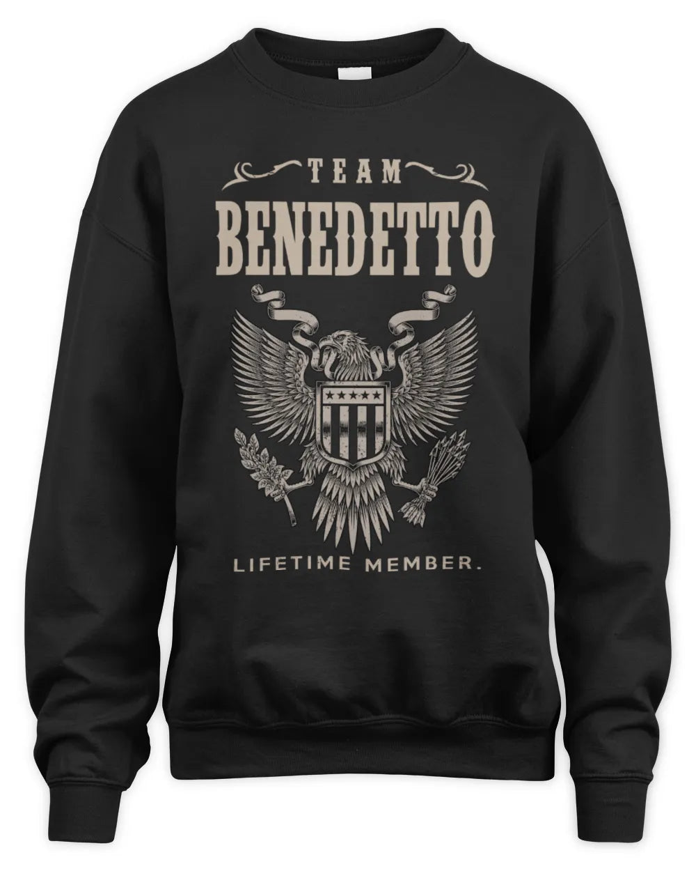 BENEDETTO TP06-K82 – Personalized Classic Style Apparel “Team NAME Lifetime Member” - Unisex Sweatshirt - Black
