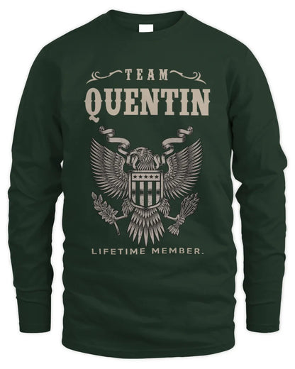 QUENTIN TP06-K82 – Personalized Classic Style Apparel “Team NAME Lifetime Member” - Men's Long Sleeved T-Shirt - Forest Green