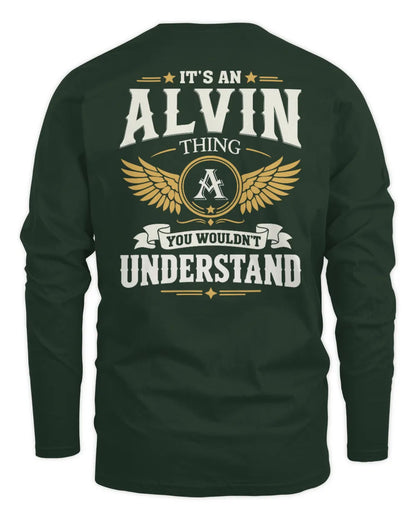 ALVIN KT06-M008 It’s a [NAME] Thing – You Wouldn’t Understand | Personalized Vintage T-Shirt - Men's Long Sleeved T-Shirt - Forest Green
