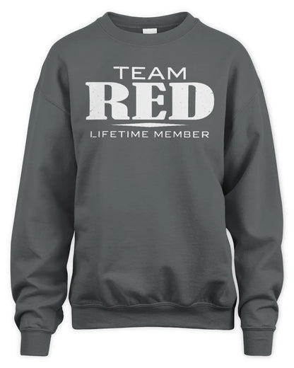 RED BL62-K4-128 - Personalized “Team NAME Lifetime Member” - Unisex Sweatshirt - Charcoal
