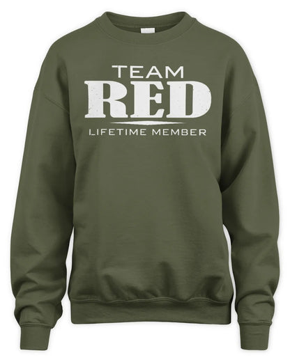 RED BL62-K4-128 - Personalized “Team NAME Lifetime Member” - Unisex Sweatshirt - Military Green