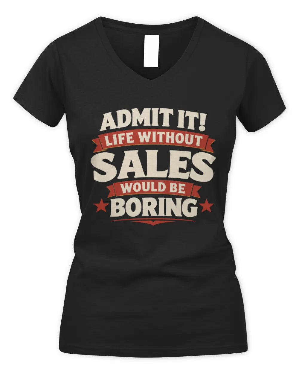 SALES P4 KT003 Personalized Funny Quote Apparel “Life Without NAME Would Be Boring” - Women's V-Neck T-Shirt - Black