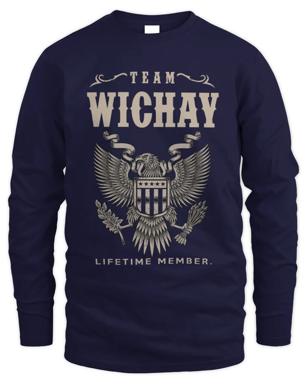 WICHAY TP06-K82 – Personalized Classic Style Apparel “Team NAME Lifetime Member” - Men's Long Sleeved T-Shirt - Navy