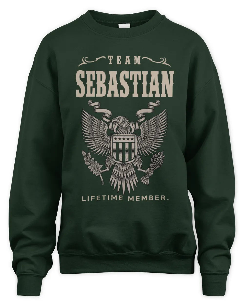 SEBASTIAN TP06-K82 – Personalized Classic Style Apparel “Team NAME Lifetime Member” - Unisex Sweatshirt - Forest Green