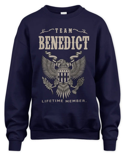 BENEDICT TP06-K82 – Personalized Classic Style Apparel “Team NAME Lifetime Member” - Unisex Sweatshirt - Navy