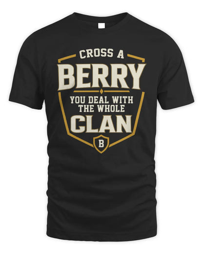 BERRY NT1-K008 Cross A/An NAME, You Deal With the Whole Clan | Personalized Vintage T-Shirt - Unisex Standard T-Shirt - Black