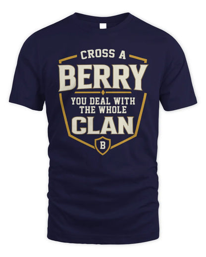 BERRY NT1-K008 Cross A/An NAME, You Deal With the Whole Clan | Personalized Vintage T-Shirt - Unisex Standard T-Shirt - Navy