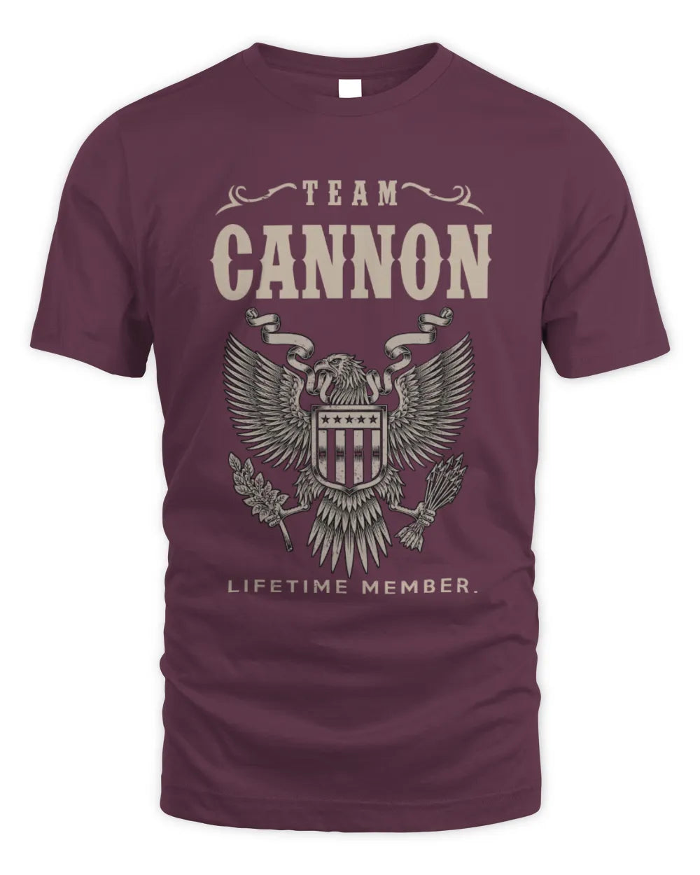 CANNON TP06-K82 – Personalized Classic Style Apparel “Team NAME Lifetime Member” - Unisex Standard T-Shirt - Maroon