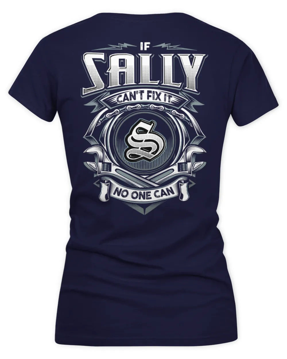 SALLY AP81-K4-626 - Personalized Ahmed Quote Apparel “If Ahmed Can't Fix It, No One Can” - Women's V-Neck T-Shirt - Navy