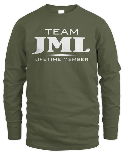 JML BL62-K4-128 - Personalized “Team NAME Lifetime Member” - Men's Long Sleeved T-Shirt - Military Green