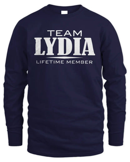 LYDIA BL62-K4-128 - Personalized “Team NAME Lifetime Member” - Men's Long Sleeved T-Shirt - Navy