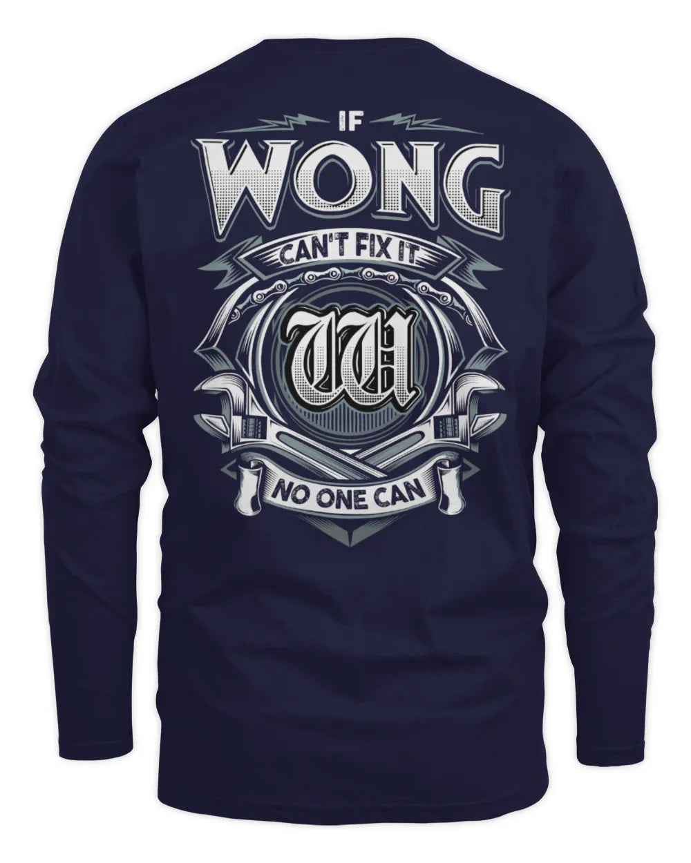 WONG AP81-K4-626 - Personalized Ahmed Quote Apparel “If Ahmed Can't Fix It, No One Can” - Men's Long Sleeved T-Shirt - Navy