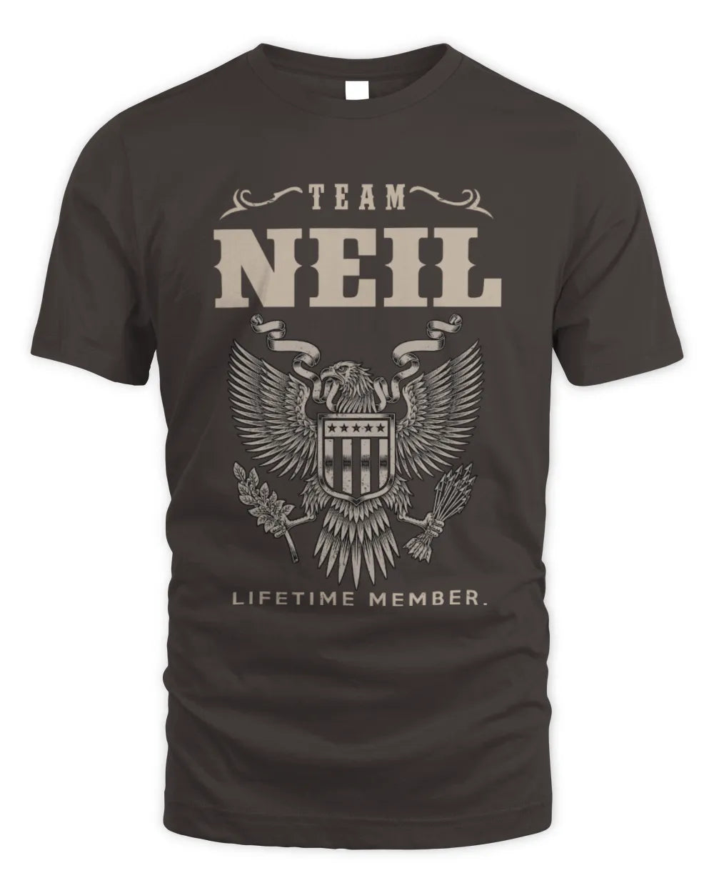 NEIL TP06-K82 – Personalized Classic Style Apparel “Team NAME Lifetime Member” - Unisex Standard T-Shirt - Dark Chocolate