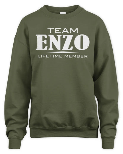 ENZO BL62-K4-128 - Personalized “Team NAME Lifetime Member” - Unisex Sweatshirt - Military Green