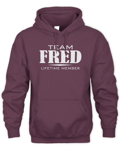 FRED BL62-K4-128 - Personalized “Team NAME Lifetime Member” - Unisex Hoodie - Maroon