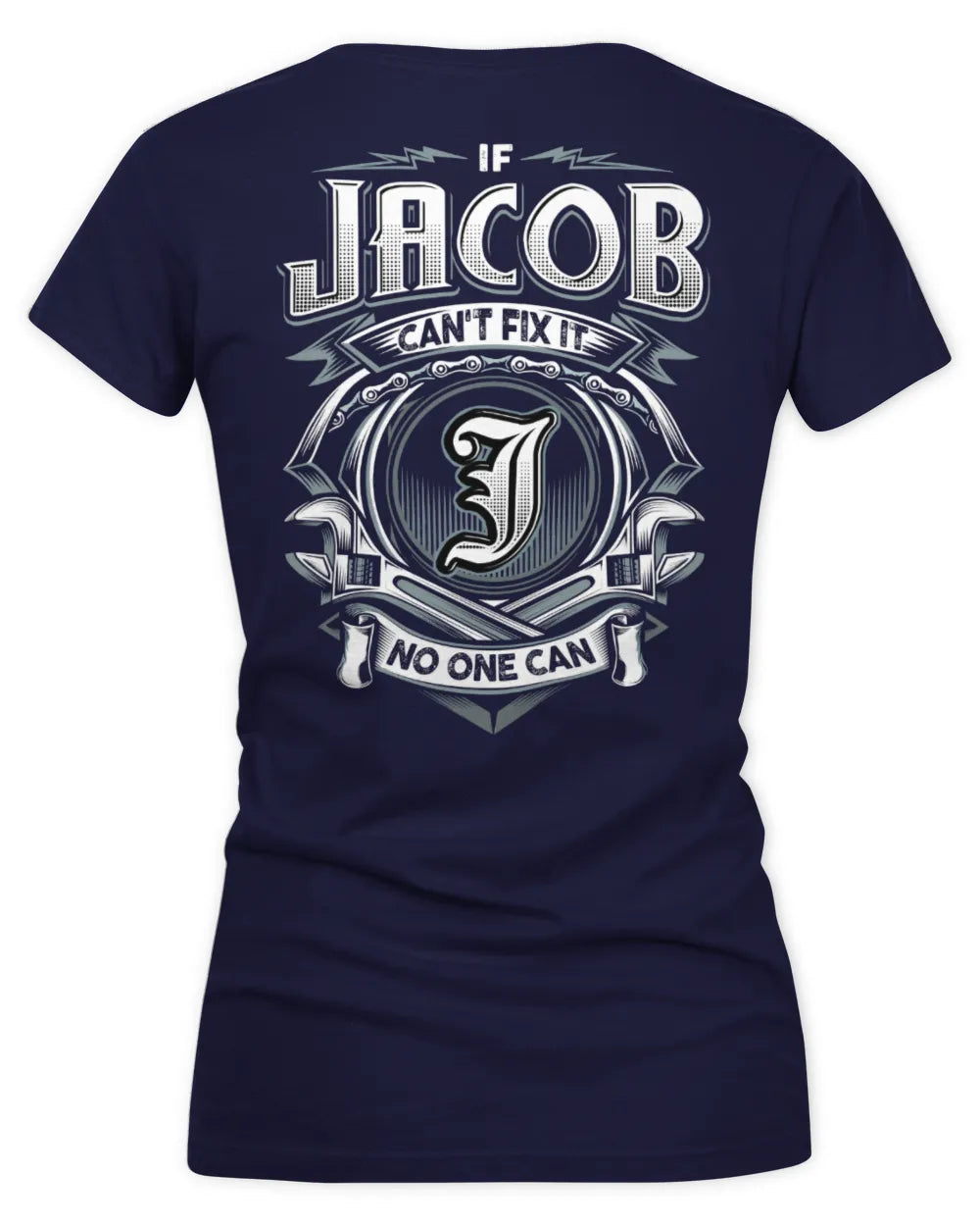 JACOB AP81-K4-626 - Personalized Ahmed Quote Apparel “If Ahmed Can't Fix It, No One Can” - Women's V-Neck T-Shirt - Navy