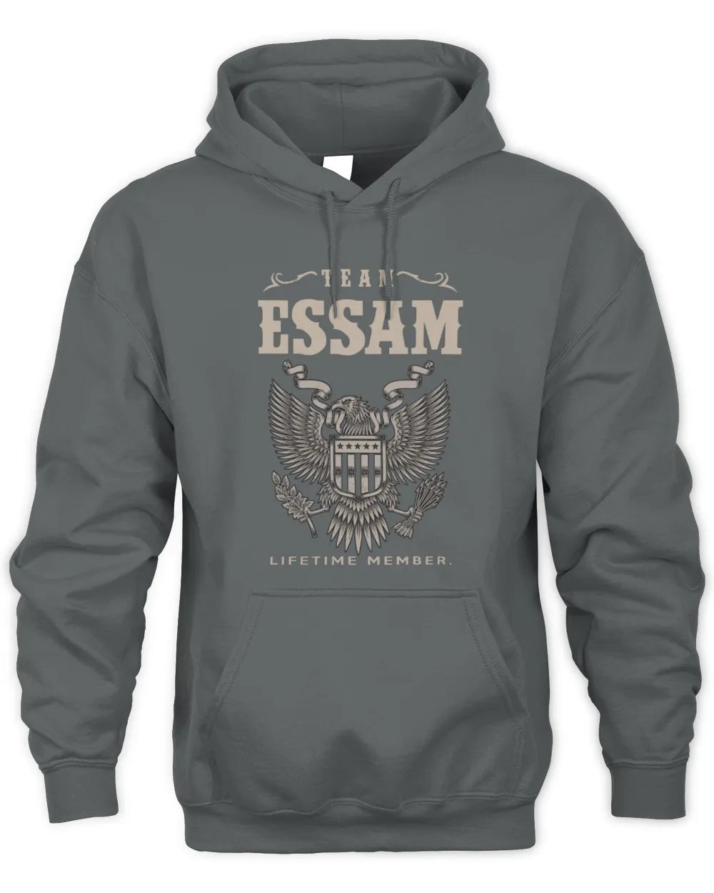 ESSAM TP06-K82 – Personalized Classic Style Apparel “Team NAME Lifetime Member” - Unisex Hoodie - Charcoal