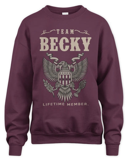 BECKY TP06-K82 – Personalized Classic Style Apparel “Team NAME Lifetime Member” - Unisex Sweatshirt - Maroon