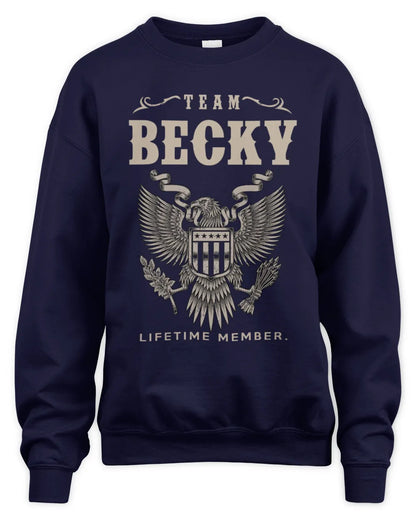 BECKY TP06-K82 – Personalized Classic Style Apparel “Team NAME Lifetime Member” - Unisex Sweatshirt - Navy
