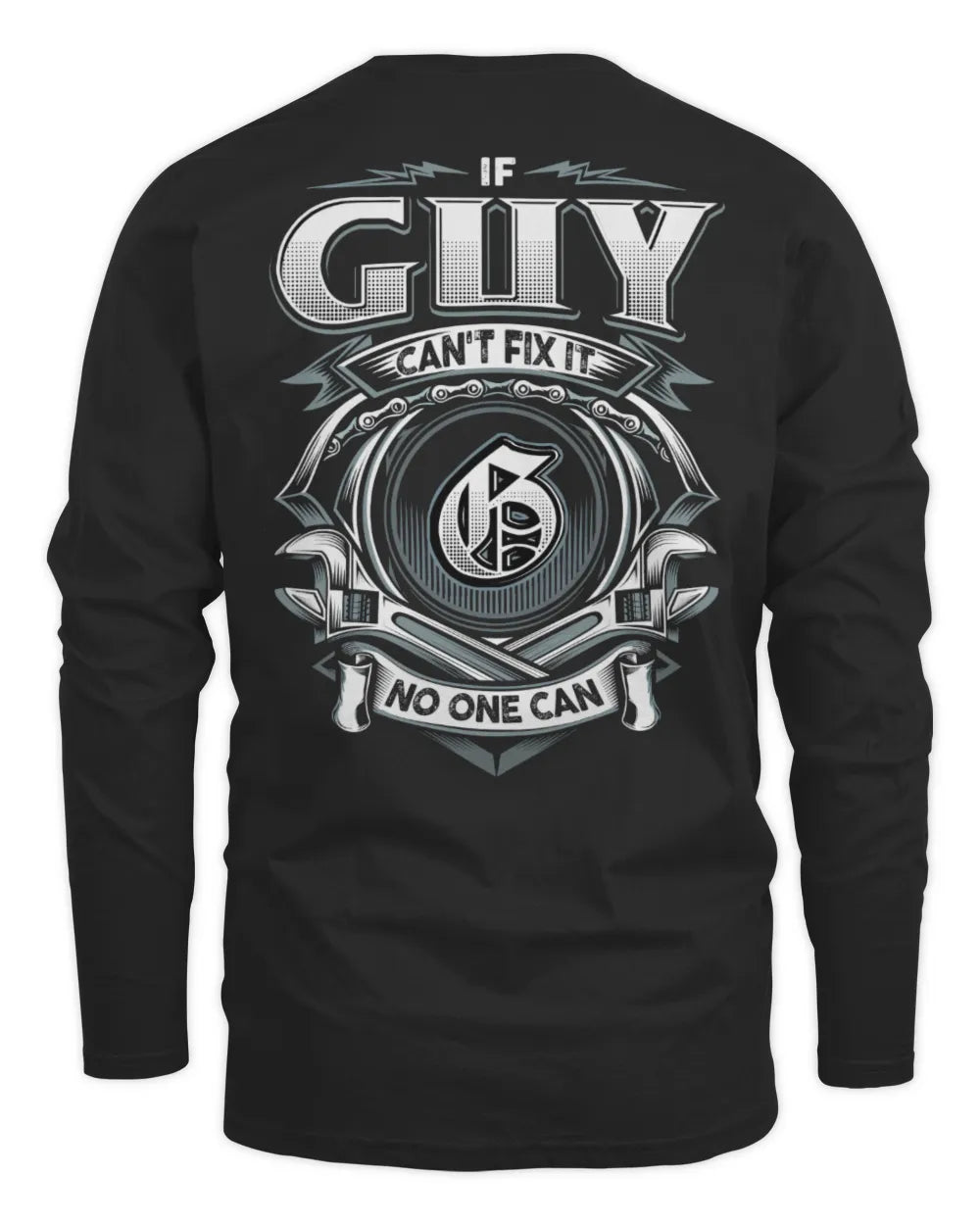 GUY AP81-K4-626 - Personalized Ahmed Quote Apparel “If Ahmed Can't Fix It, No One Can” - Men's Long Sleeved T-Shirt - Black