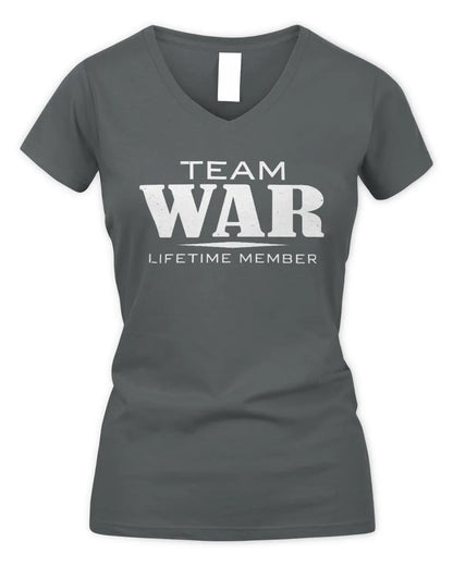 WAR BL62-K4-128 - Personalized “Team NAME Lifetime Member” - Women's V-Neck T-Shirt - Charcoal