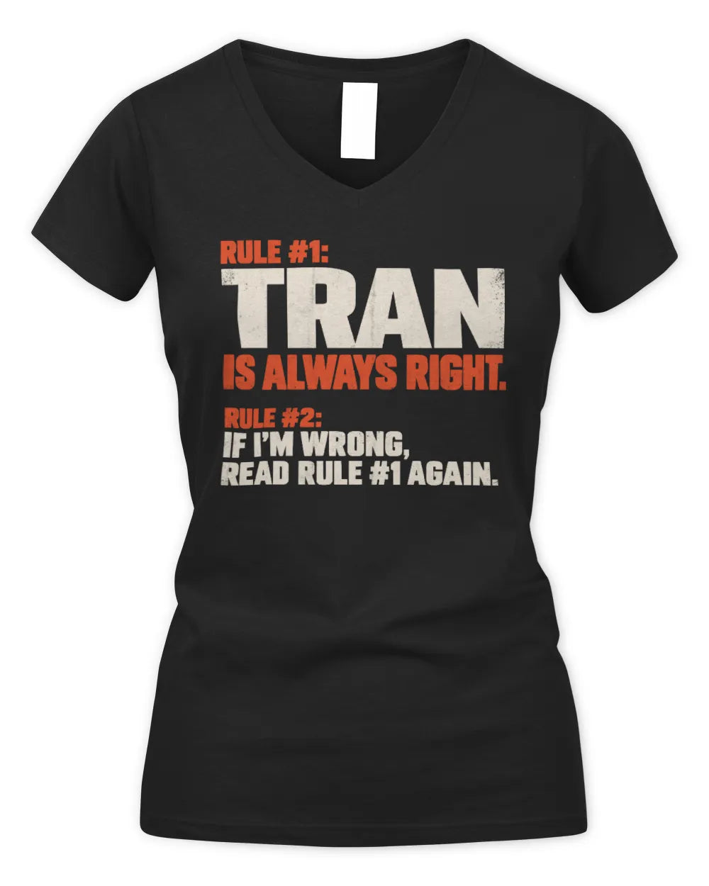 TRAN NP1-H006 - Always Right Personalized Name T-Shirt – Funny Custom Name Shirt - Women's V-Neck T-Shirt - Black