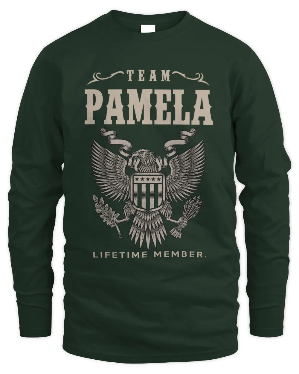 PAMELA TP06-K82 – Personalized Classic Style Apparel “Team NAME Lifetime Member” - Men's Long Sleeved T-Shirt - Forest Green