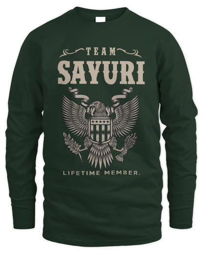 SAYURI TP06-K82 – Personalized Classic Style Apparel “Team NAME Lifetime Member” - Men's Long Sleeved T-Shirt - Forest Green