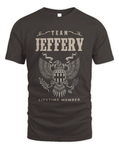 JEFFERY TP06-K82 – Personalized Classic Style Apparel “Team NAME Lifetime Member” - Unisex Standard T-Shirt - Dark Chocolate