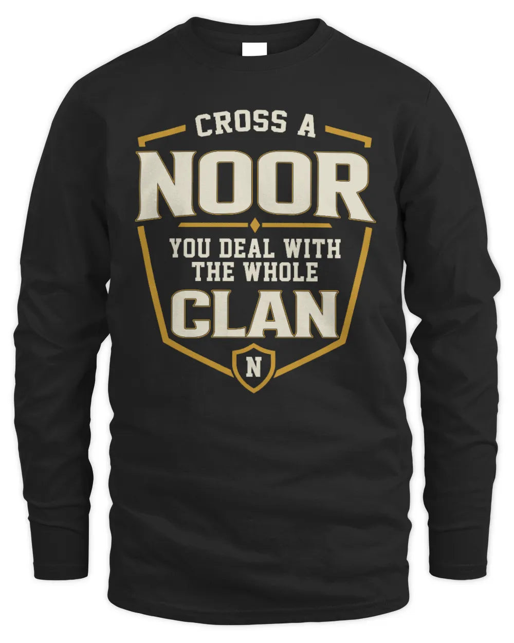 NOOR NT1-K008 Cross A/An NAME, You Deal With the Whole Clan | Personalized Vintage T-Shirt - Men's Long Sleeved T-Shirt - Black
