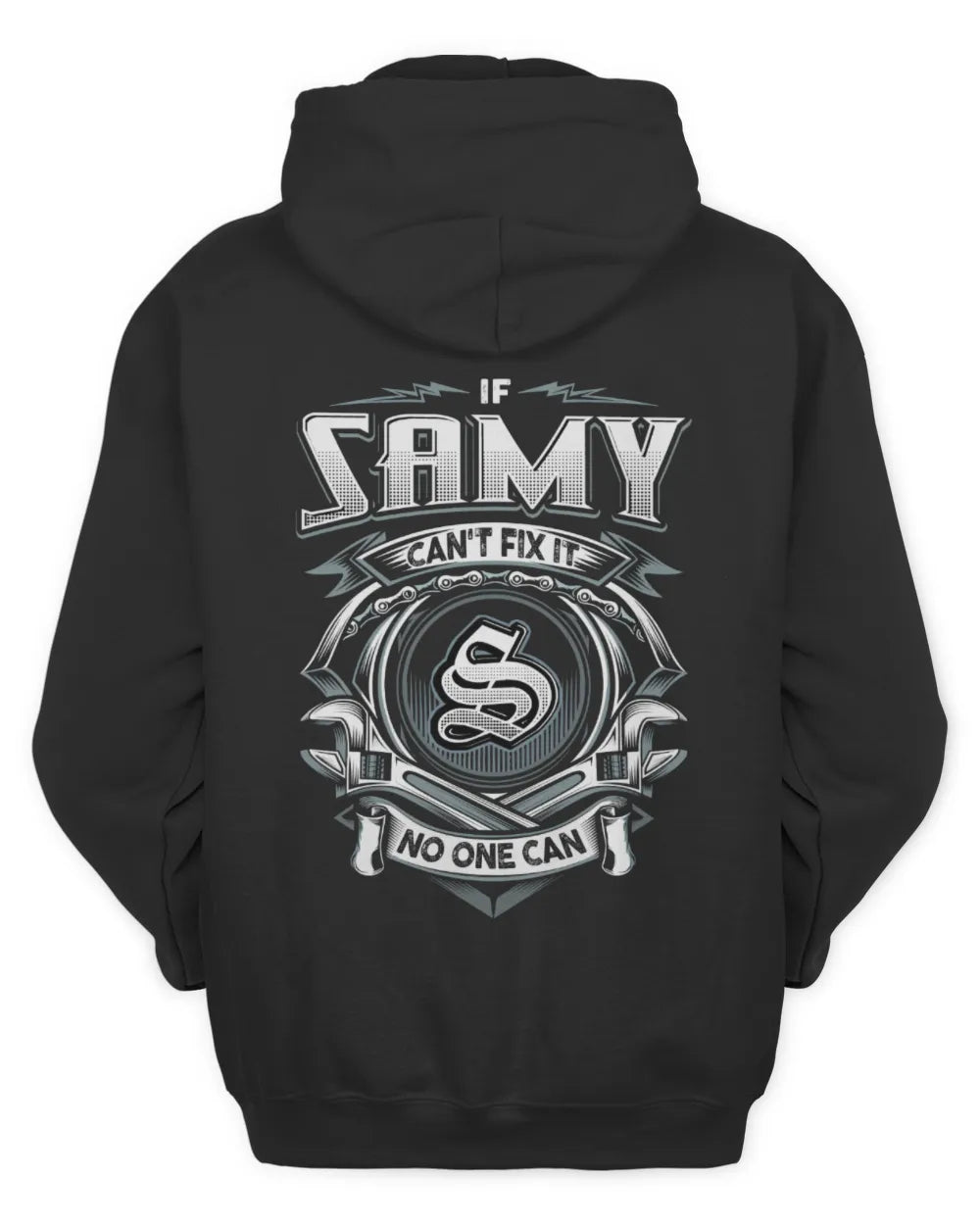 SAMY AP81-K4-626 - Personalized Ahmed Quote Apparel “If Ahmed Can't Fix It, No One Can” - Unisex Hoodie - Black